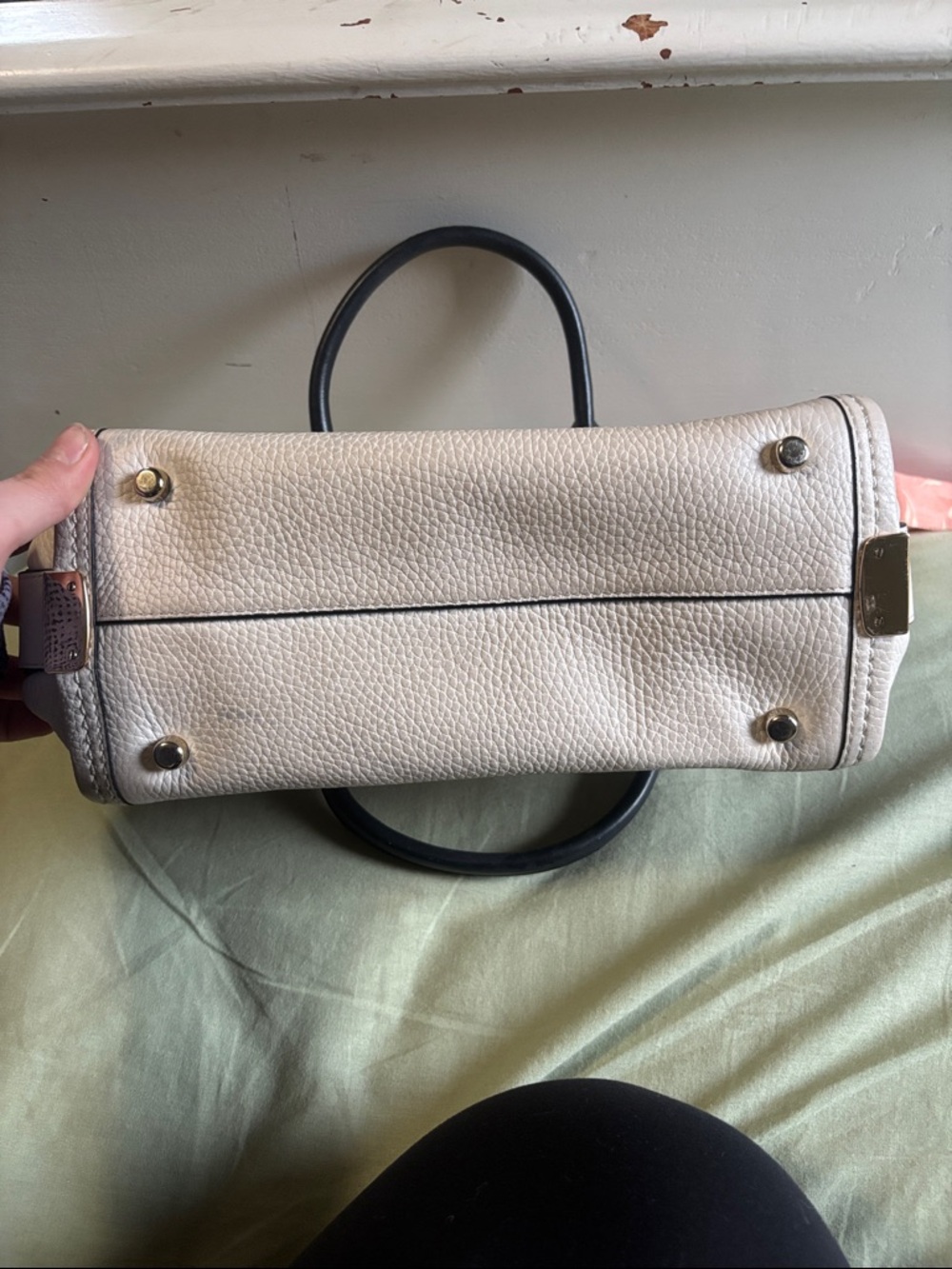 Coach Cream and Black Leather Satchel with Gold Hardware - Picture 10 of 12